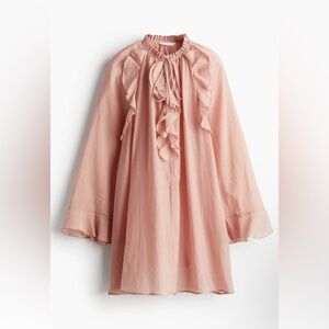 H&M Flounce-Trimmed Dress Dusty Pink